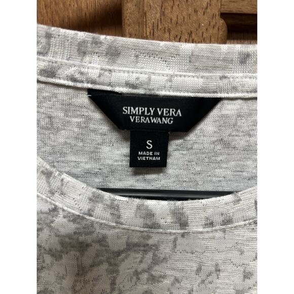 Simply Vera Wang Long Sleeve Top with Texture Print Grey Gray Women's Size S - Picture 3 of 5